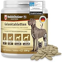 Veddelholzer Comparison Winner Dog Joint Tablets Maximum Active Ingredient Dose with Green-Lipped Mussel MSM & Devil's Claw, Glucosamine & Collagen, 125 Capsules