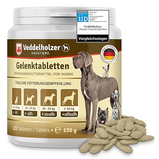 Veddelholzer VERGLEICHSSIEGER 2020 Hunde Gelenktabletten mit Grünlippmuschel Hund MSM & Teufelskralle Glucosamin & Kollagen 125 Kapseln Hunde Leckerlis mit Hyaluron & Omega3