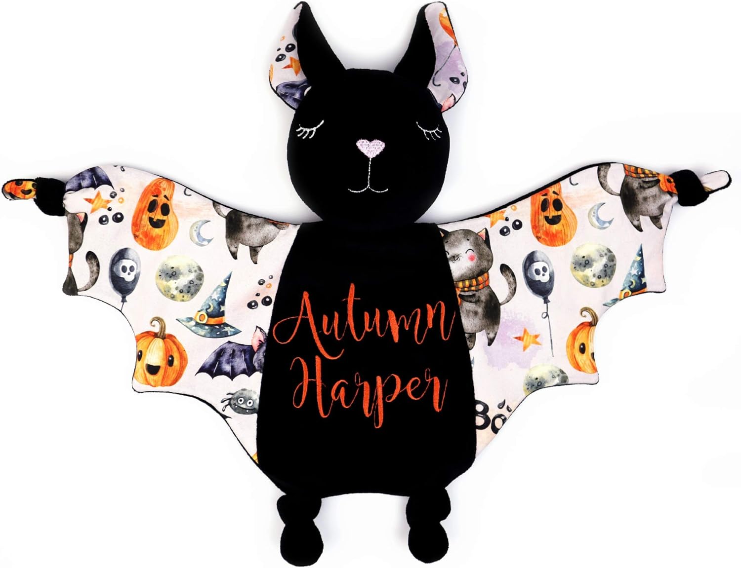 Halloween Baby Shower Stuff Bat Plush Security Blanket Baby First Halloween Gift Basket Stuffer (Personalized)