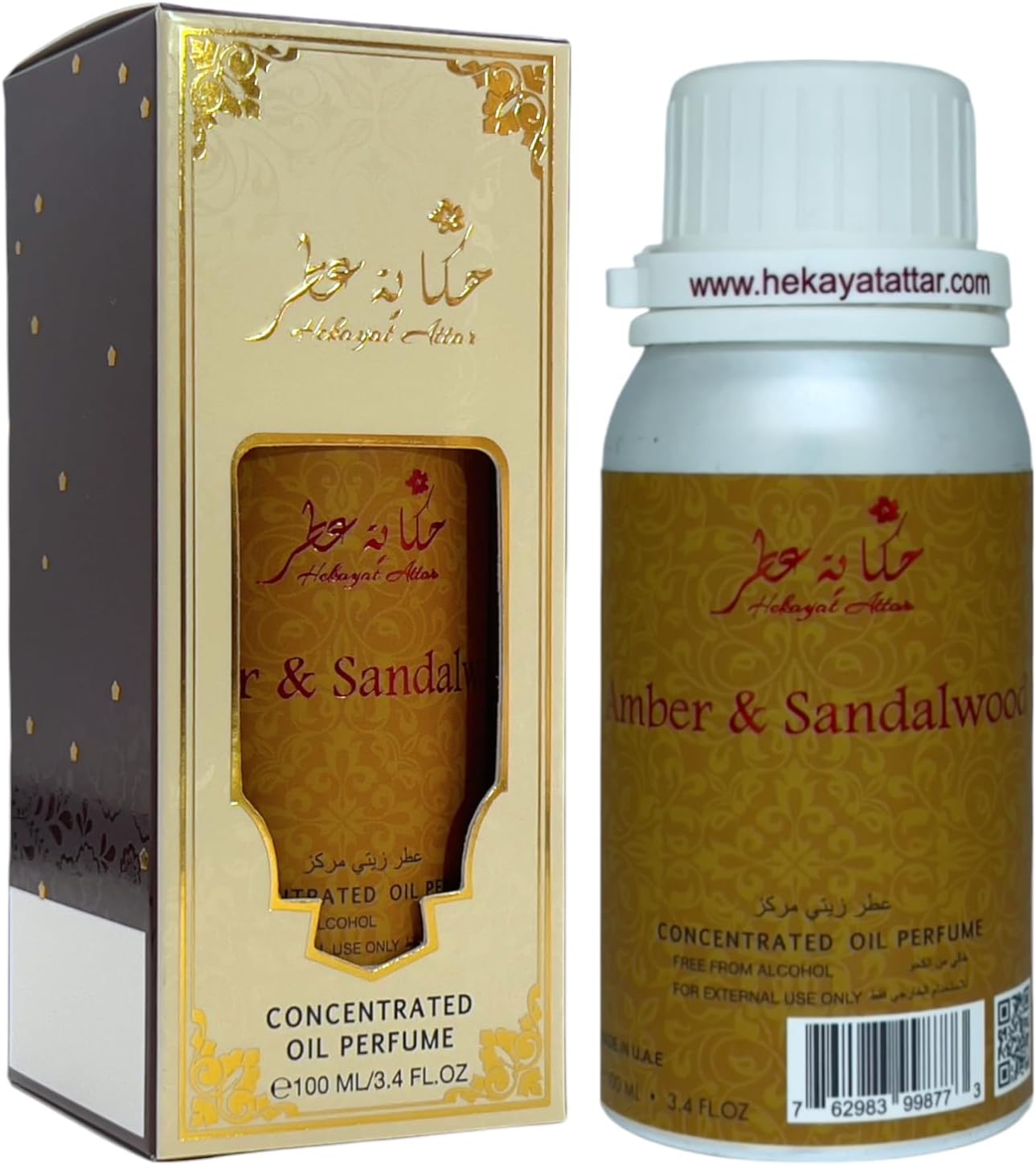 AMBER & SANDALWOOD 100ML CONCENTRATED PERFUME OIL by Hekayat Attar