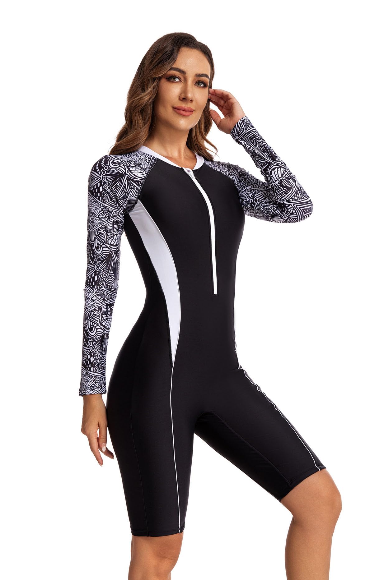 Donna Rash Guard Un Pezzo Rash Guard Swimsuits Surfing Diving Suits Swimwear per Le Donne(Multicolore-87)