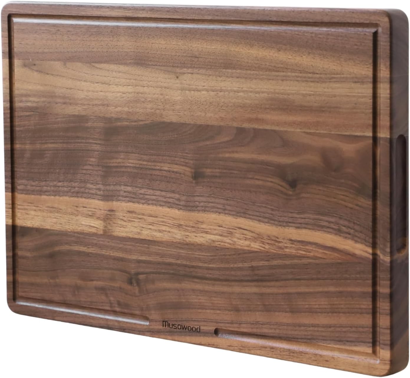 muso wood Walnut Wood Cutting Board 18"x12" - 1" Thick, Wooden Kitchen Chopping Board with U-Shaped Juice Groove & Handle, Heavy Duty Cutting Board for Vegetables, Meat, Fruits