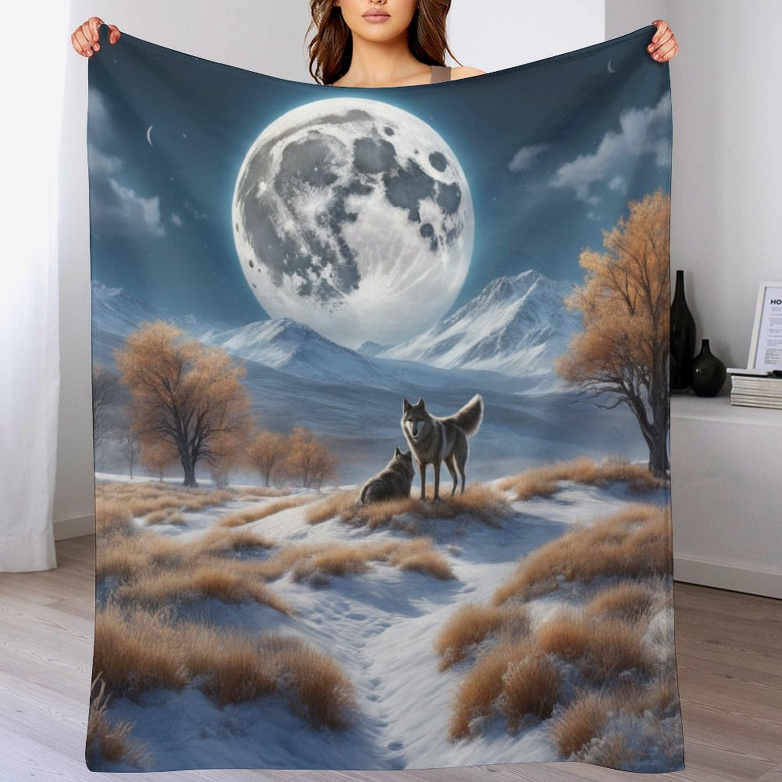 Couverture chaude en flannel molleton de flanelle loup toutes saisons