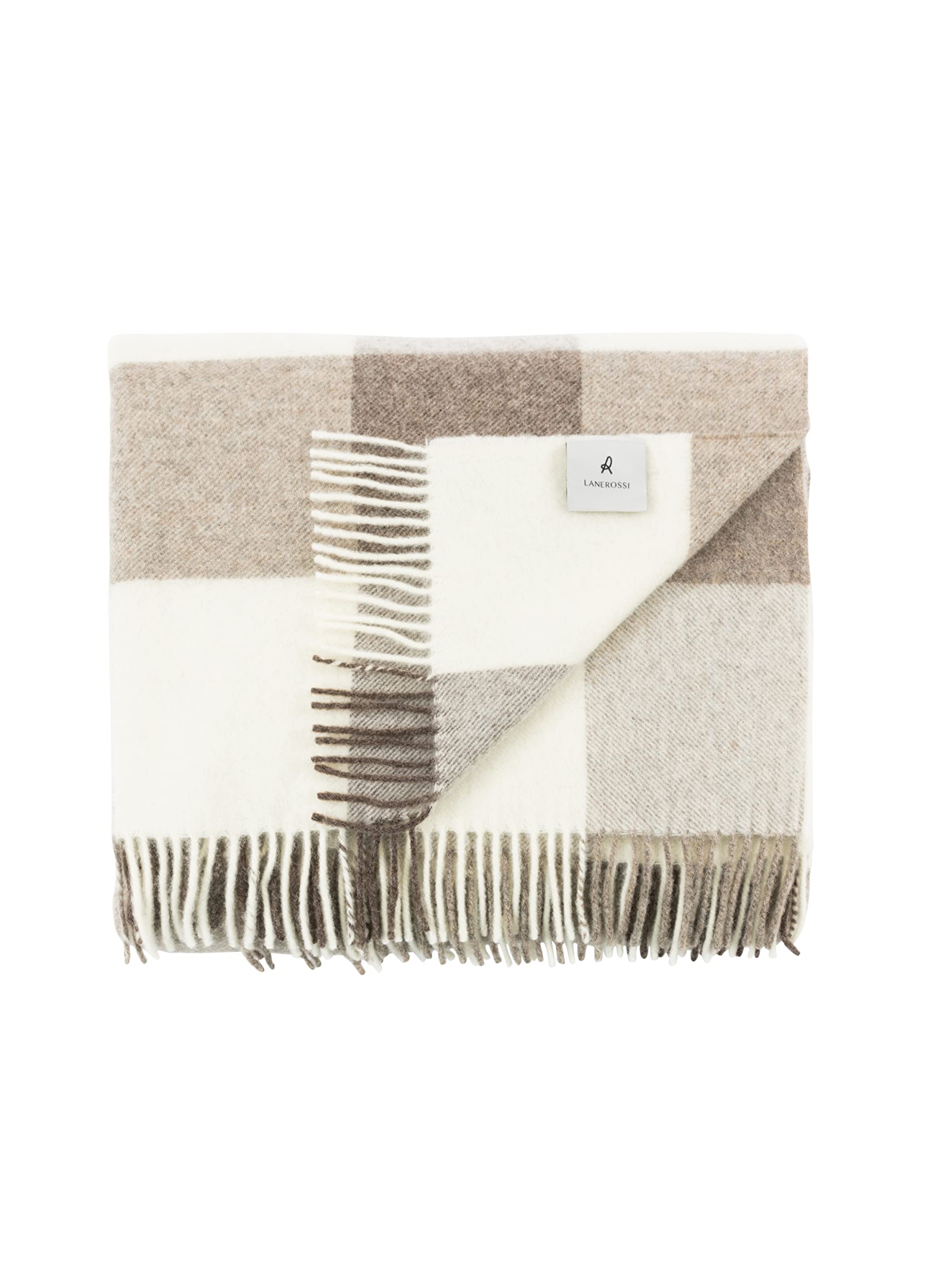 LANEROSSI Coperta Pamela, pura lana vergine (Matrimoniale, Bianco/Beige)
