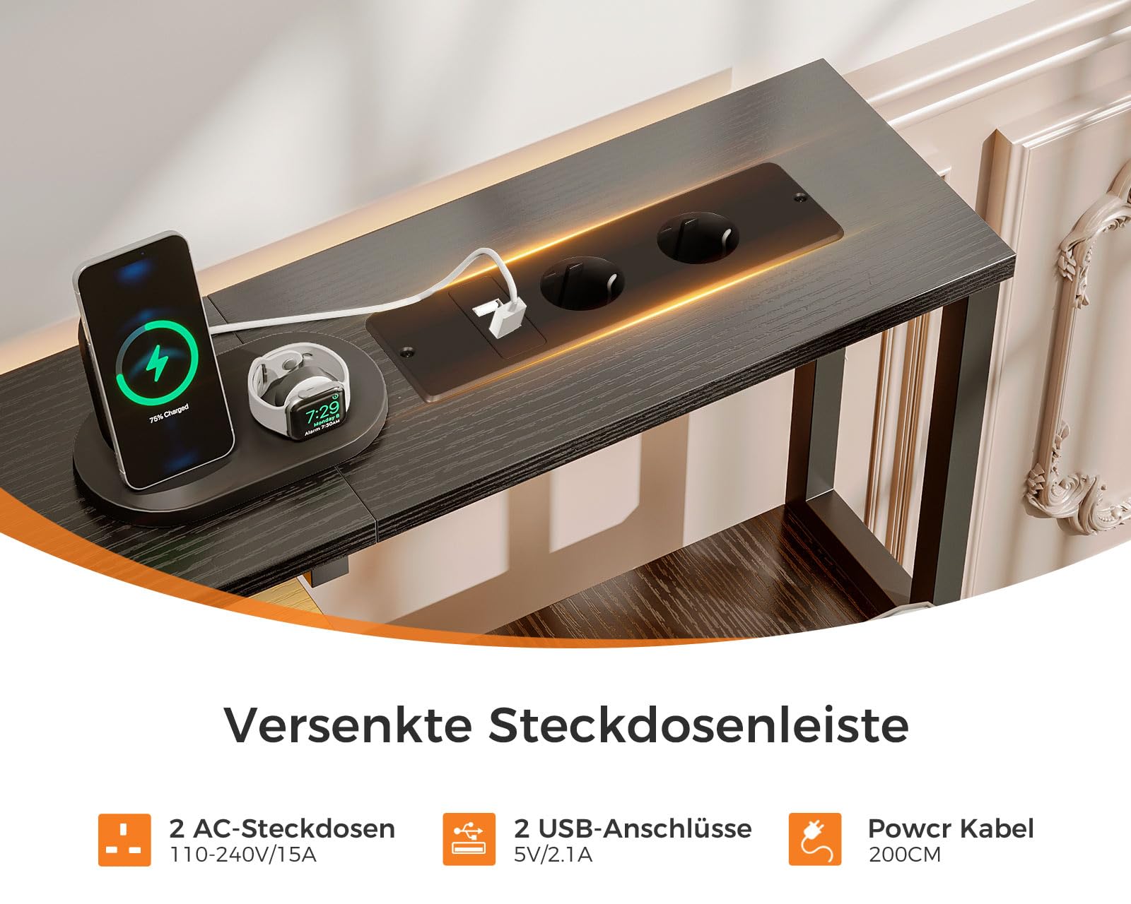Coleshome Biurko Gamingowe z LED, 140x48cm Biurko z Szufladami z Tkaniny, Stół Gamingowy z Gniazdkami Elektrycznymi, Stół Komputerowy z Przechowywaniem do Domu, Czarny