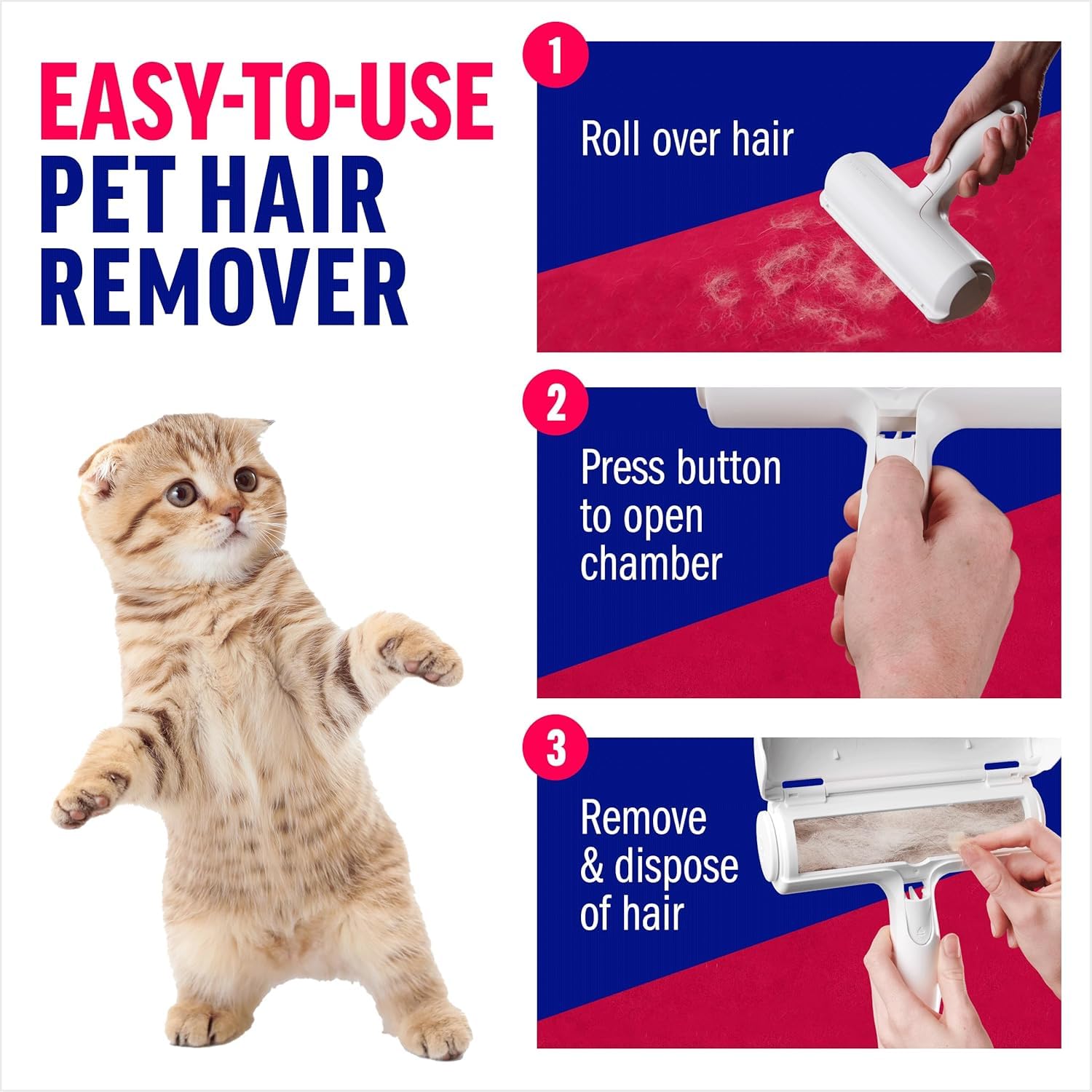 Portable Pet Hair Remover Roller for Dogs & Cats – Reusable Fur Remover Brush for Furniture, Bedding Clothing, Car Seats | Easy-to-Clean, Eco-Friendly, No Sticky Tapes Needed (Roller) 2