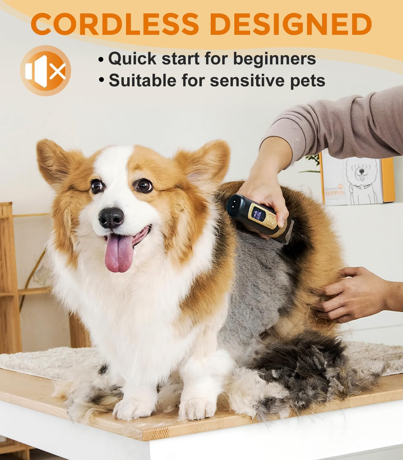 Petsaunter Dog Hair Clippers,4-Speed Low Noise Rechargeable TypeC Electric Pet Hair Shavers,Essential Quiet Grooming Clipper Tools Set for Small & Large Dogs Cats with Thick & Heavy Coats(C95 Set) - Image 2