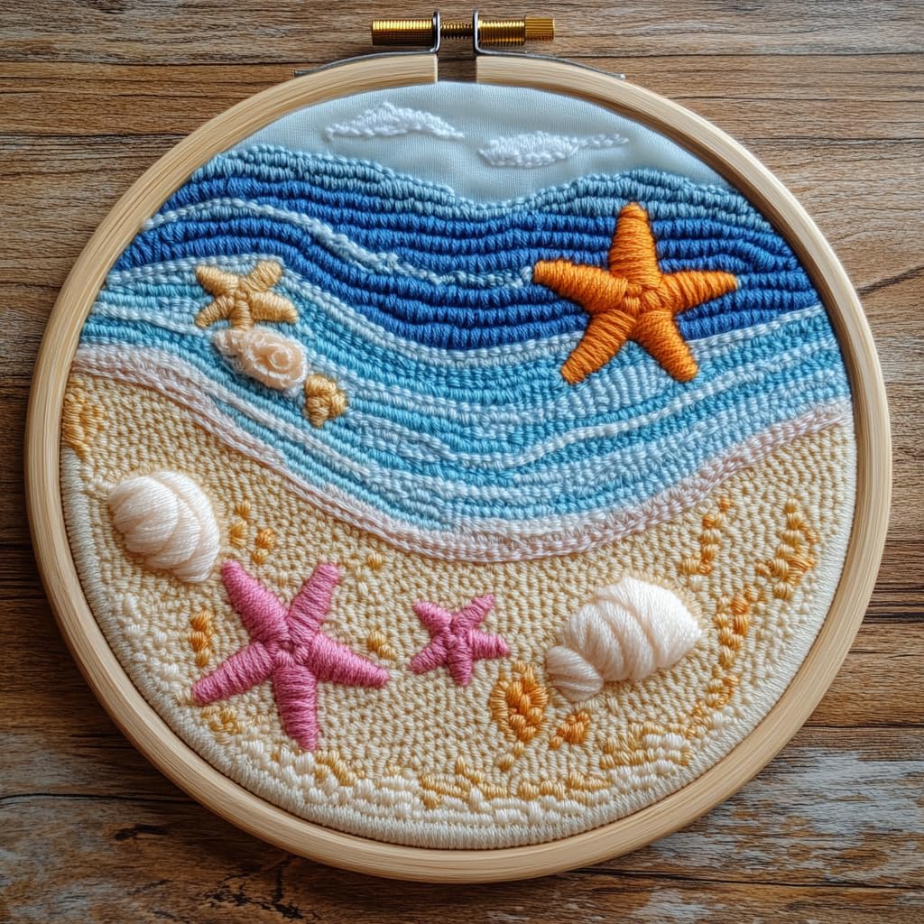 Beginner Punch Needle Kits - Beach & Starfish -1