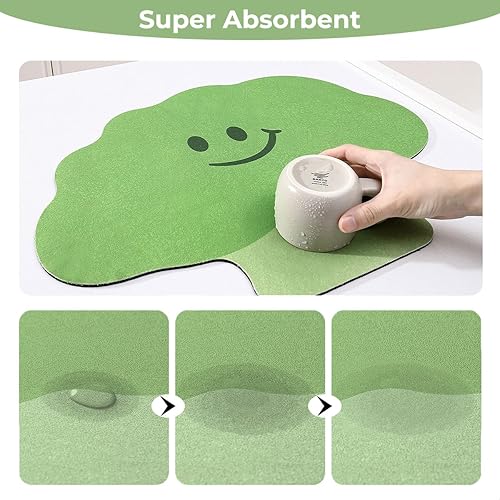 Miniatura 6 de Tapete de secado de platos de dibujos animados para encimera de cocina, almohadilla de secado absorbente de poliéster antideslizante, tapete