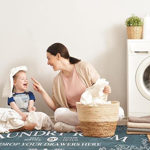 Miniatura 2 de Lahome Alfombra de lavandería de 20 x 59 pulgadas, antideslizante, lavable, alfombra de pasillo para baño, cocina, baño, decoración de pasillo,