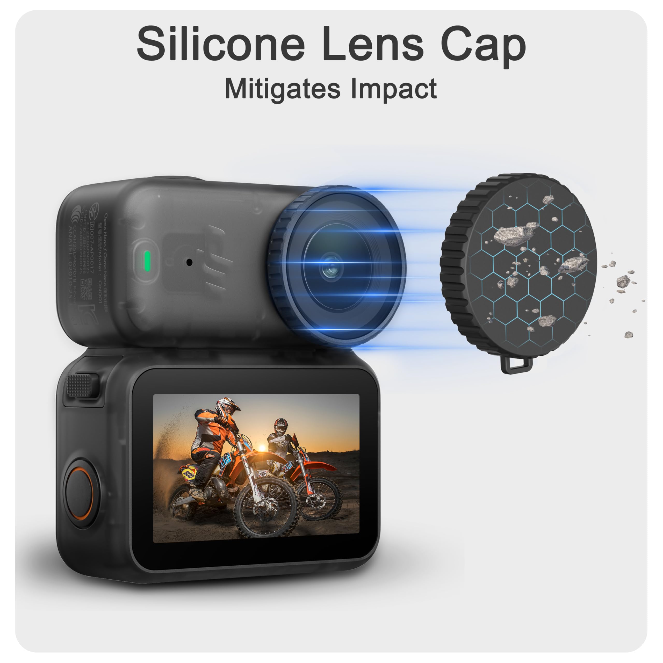 FiTSTILL Ochraniacz ekranu ze szkła hartowanego z silikonową osłoną obiektywu do DJI Osmo Nano, twardość Ultra HD 9H, odporne na zarysowania, bez pęcherzyków powietrza, akcesoria nano