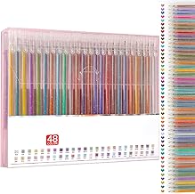 MOTIBACK Lot de 48 stylos gel pailletés pour adultes et enfants pour marquage, dessin, écriture, stylos à bille lumineux à paillettes pour filles
