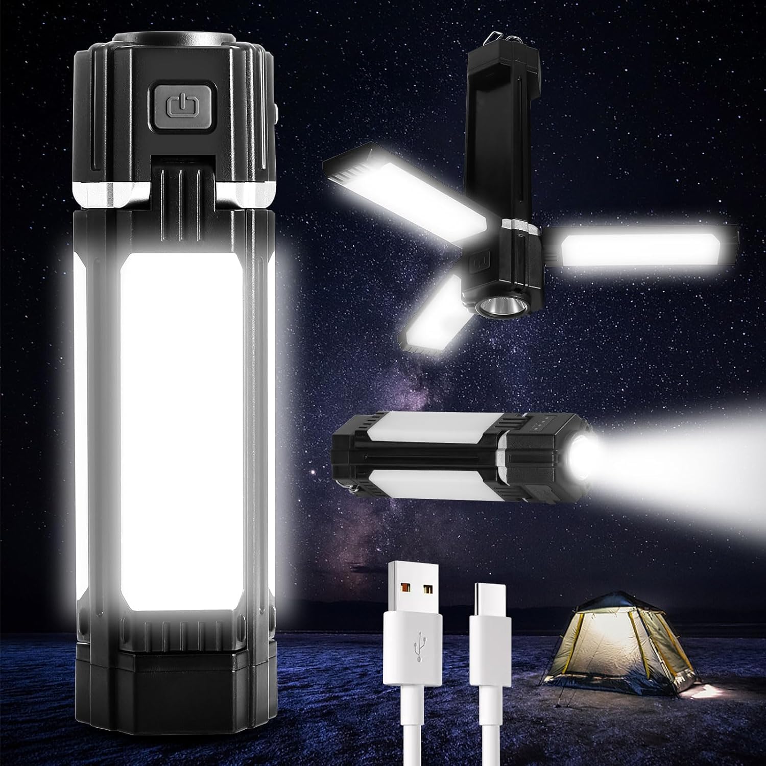 KEYOZA Folding LED Camping Lantern Flashlight, USB Rechargeable Collapsible Waterproof Tent Lights w/Magnetic Hanging Power Bank for Hurricanes Emergency Power Outages Indoor Outdoor (B0CWNHYJNZ) Amazon Price History, Amazon Price Tracker