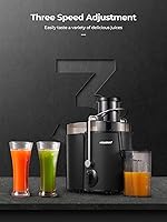 Vista 3 de Máquinas de exprimir, exprimidor HOUSNAT para frutas y verduras enteras con ajuste de 3 velocidades, versión mejorada con motor de 400 W