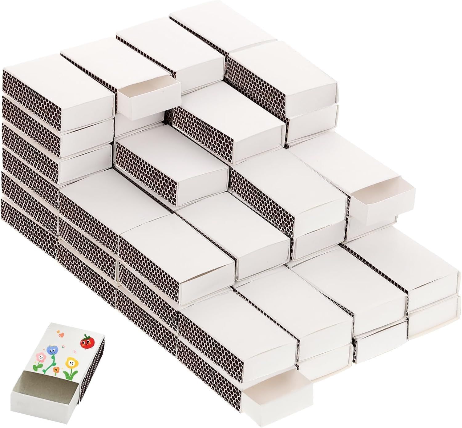 60 Pcs Blank Matches Containers 2.24 x 1.42 x 0.59 Inches NO Matches White DIY Match Holder with Double-Sided Striker Blank Match Boxes Bulk for Wedding Holiday Birthday Party Favors