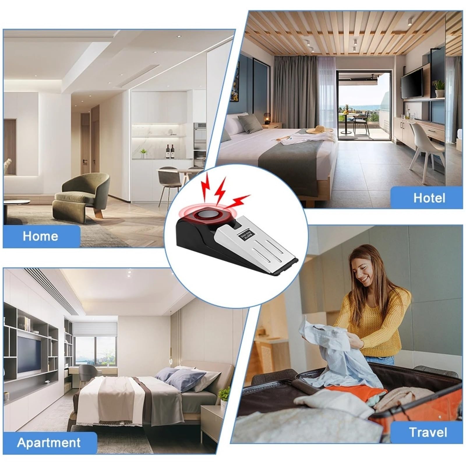 Tope Para Puerta Con Alarma Alarma de tope puerta cuña 120 dB(2 pcs)