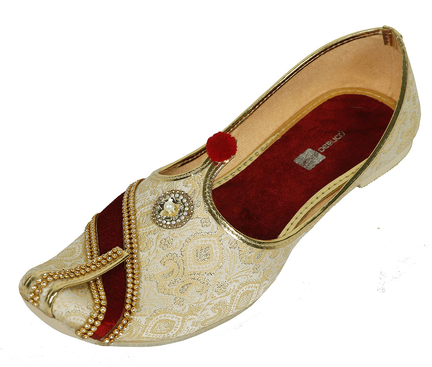 Men's Ethnic Golden and Maroon Wedding and Sherwani Jutti, Mojari-image-31