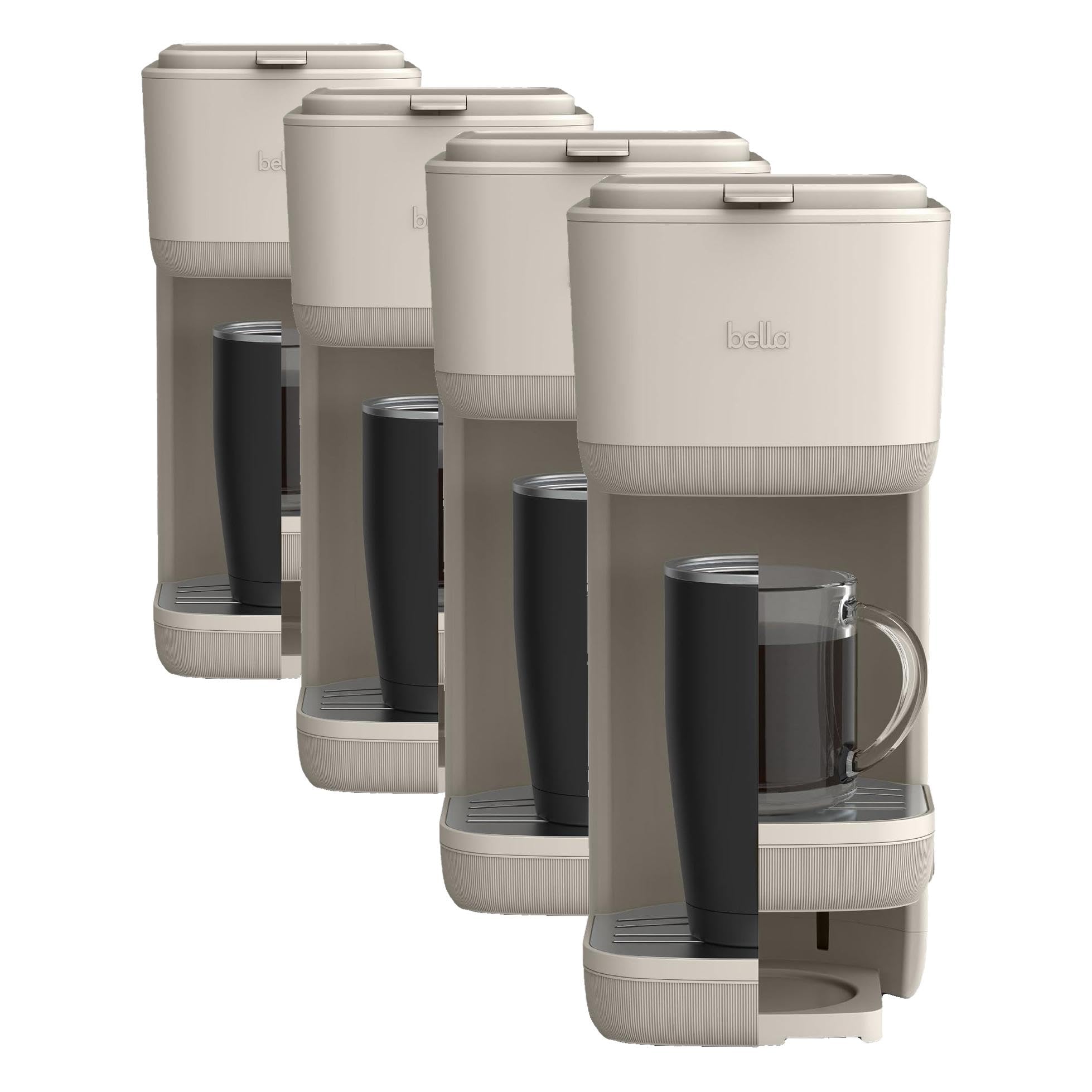 BELLA Single Serve Coffee Maker, K Cup & Coffee Ground Compatible with Removable, Adjustable Drip Tray, Auto Shutoff & Reusable Dishwasher Safe Accessories, Brews 6oz to 14oz, 1000 Watt, Oatmilk — view 9
