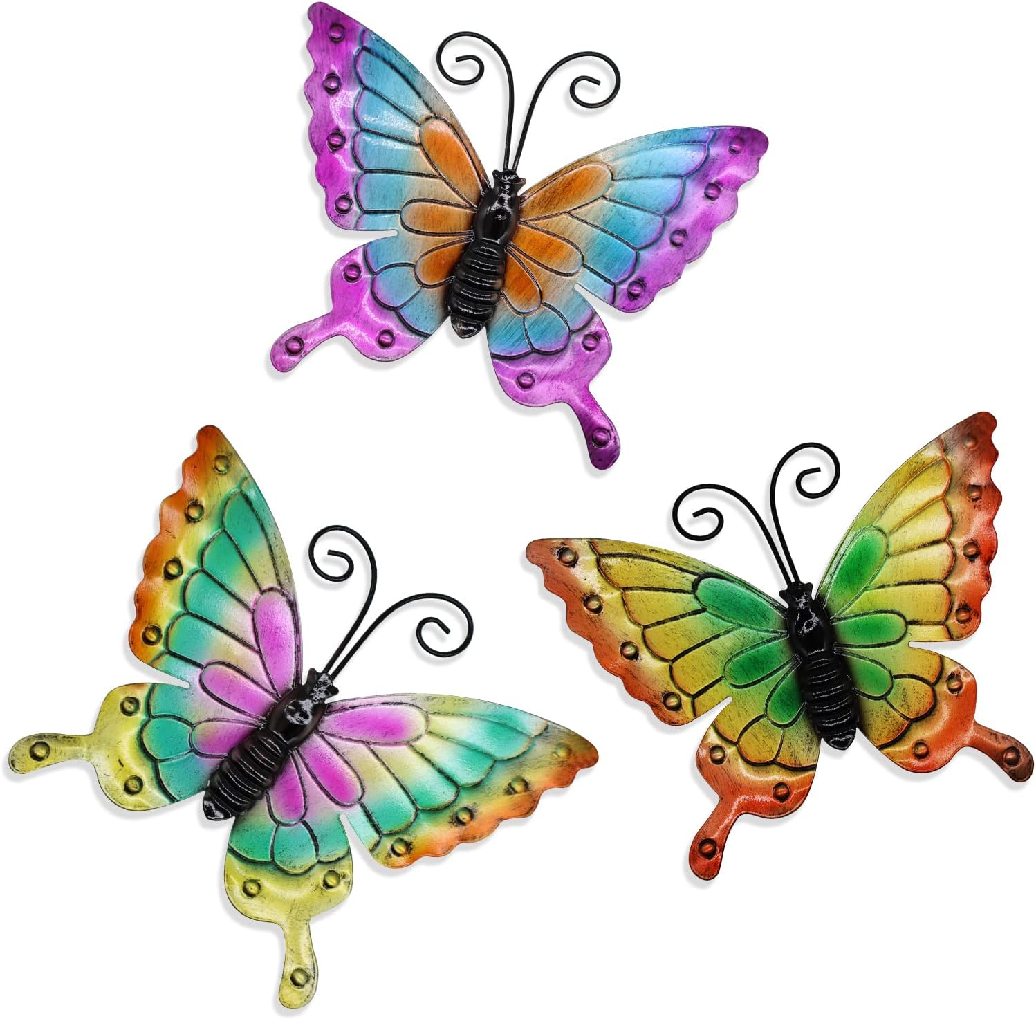 Katrawu Metal Butterfly Wall Decor Art Set of 3,3D