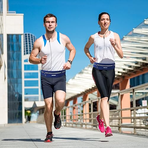 Miniatura 3 de GUZACK Cinturón delgado para correr para teléfono de 6.8 pulgadas, cinturones de correr ultraligeros para mujereshombres, con cremallera