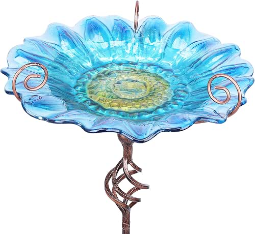 Bird Baths for Outdoors, Glass Birdbaths Outdoor Garden Birdfeeder with