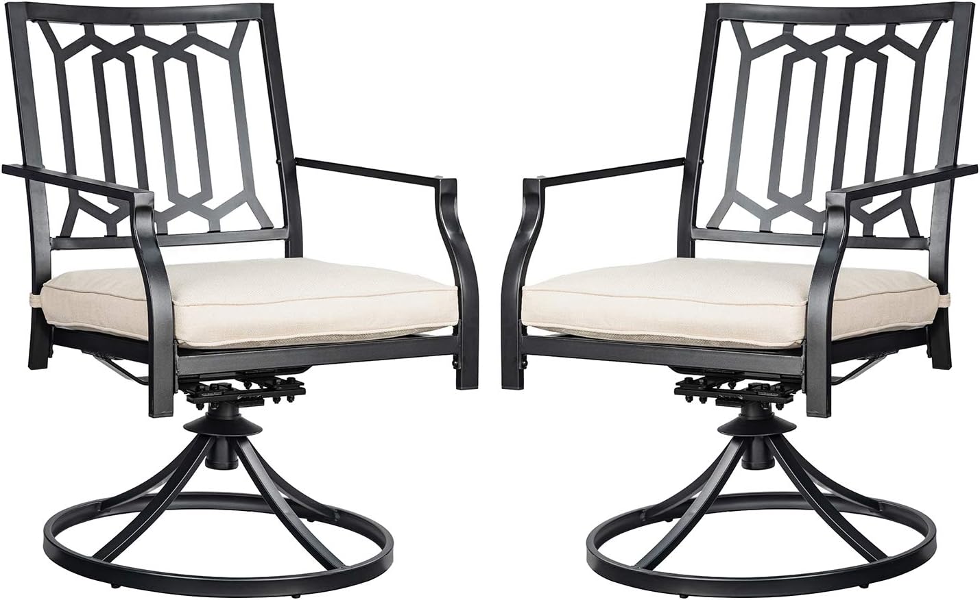 Swivel Patio Chairs Set of 2 Outdoor Metal Dining Rocker Chair for Garden Backyard Bistro Furniture Set with Cushion: Kitchen & Dining