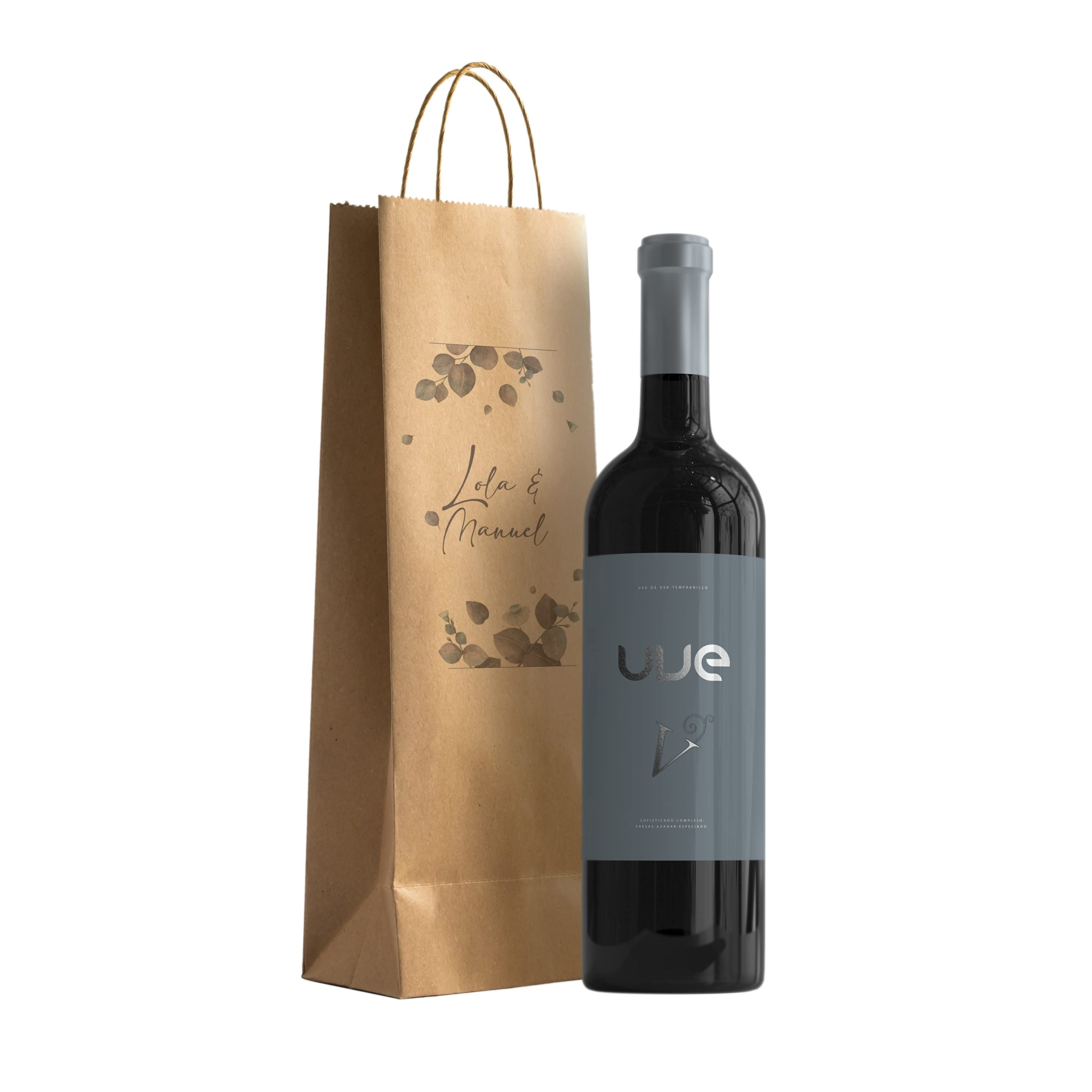Pack 100 Bolsas Personalizadas para Botellas de Vino | Con Logo o Foto | Regala tu Botella Con la Mejor Presentación | En Papel Kraft | Para Bodas, Navidad, Comuniones, Publicidad 11x36x10cm