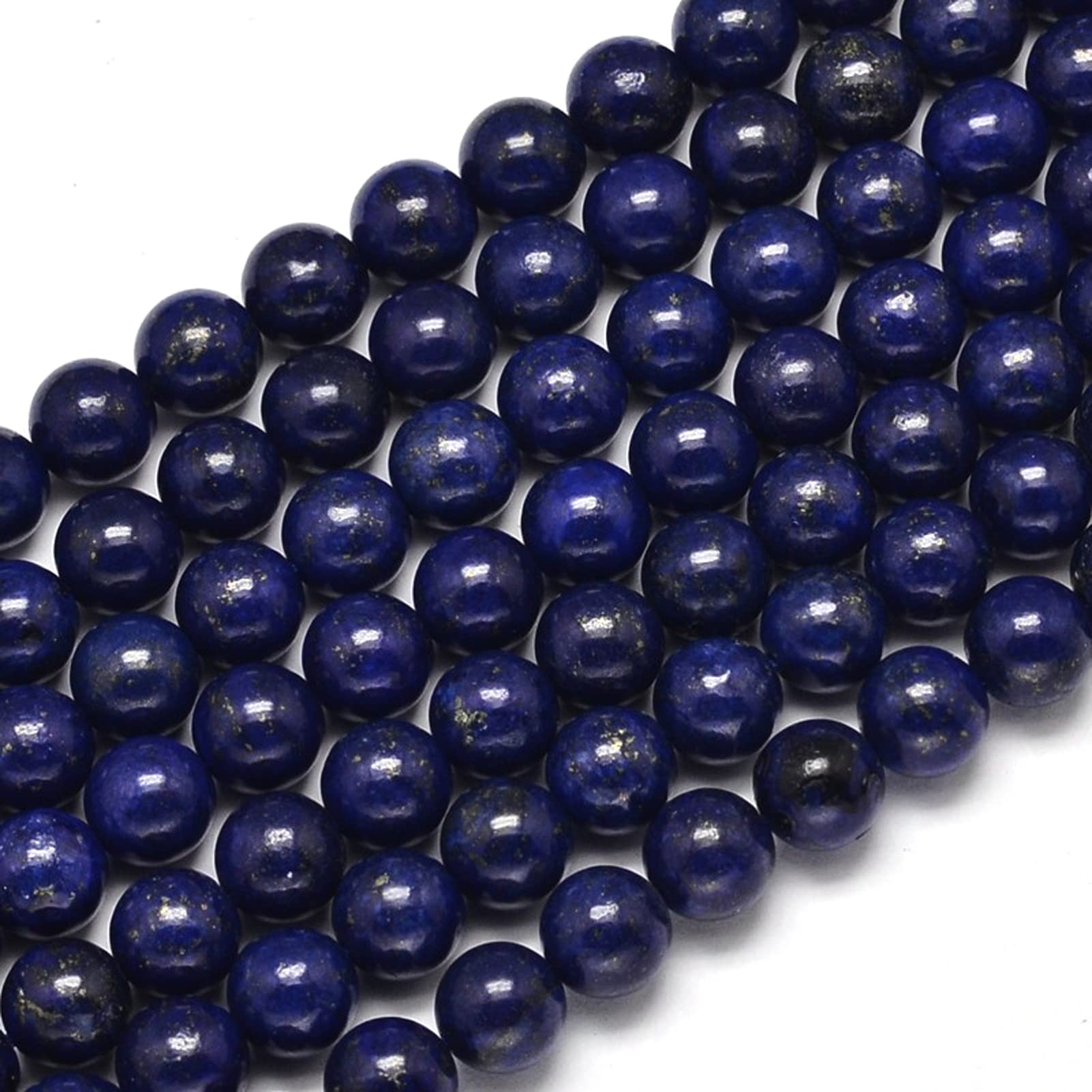 Cheriswelry 10 sznurków naturalne Lapis Lazuli koraliki sznur 10 mm barwiony kamień szlachetny okrągły dystans luźne koraliki do biżuterii naszyjnik bransoletka kolczyki
