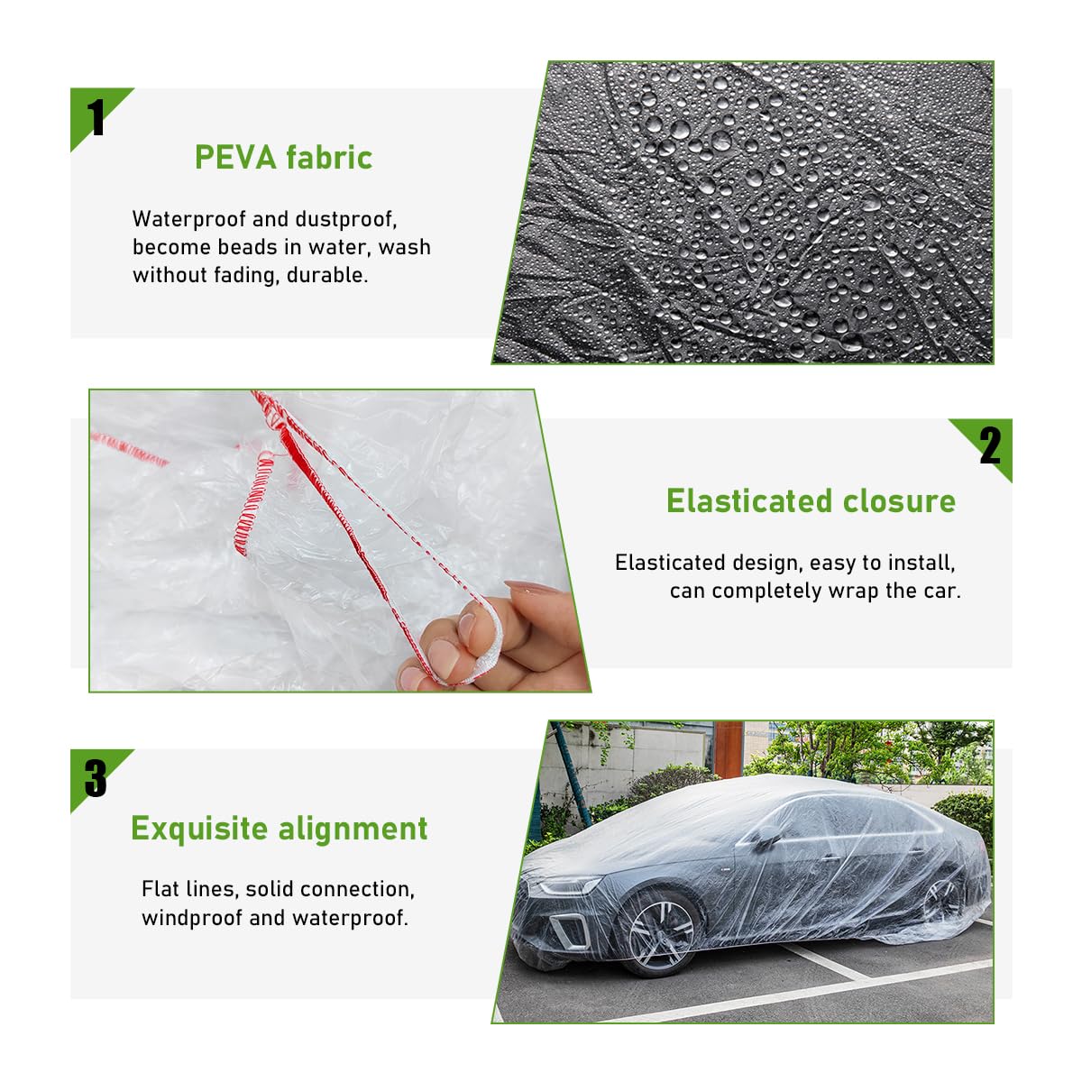 Ohleats 2 PCS Disposable Car Cover 12 5 19 7 Ft Waterproof Clear Plastic Full Car Cover Protection — view 4