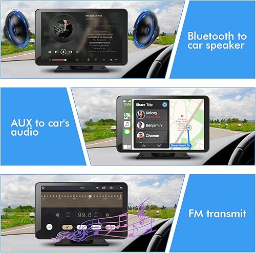 Miniatura 4 de Capapro Pantalla táctil inalámbrica Carplay de 7 pulgadas HD portátil doble DIN estéreo compatible con Apple Carplay y Android Auto con navegación