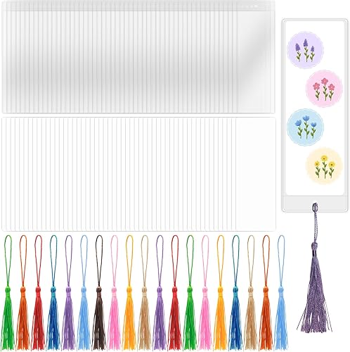 Bookmark Making Kit for 50, 350 GSM Bookmark Blanks, Tassels, Clear Sleeves | DIY Bookmarks for Teachers, Students, Classroom Crafts, Party Favors, Handmade Gifts, and Creative Projects, 5.5 x 2 Inches