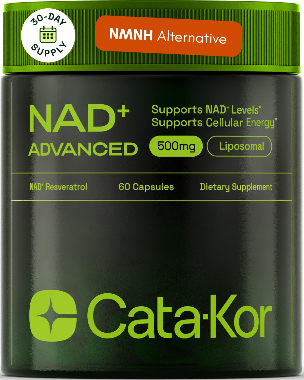Alternativa al suplemento Cata-Kor NMNH: NAD liposomal + resveratrol – Suministro para 30 días – Suplemento de NAD de alta pureza para energía y un envejecimiento saludable – 60 cápsulas