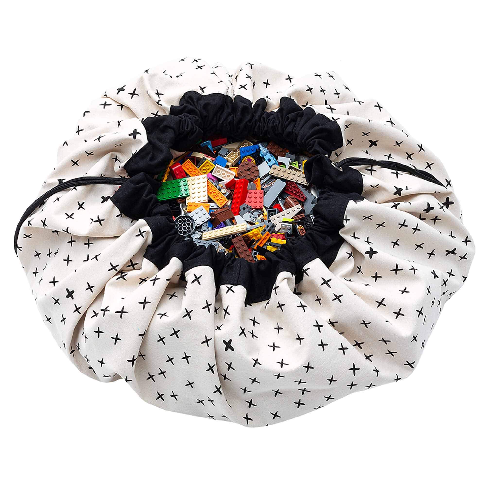 Sac De Rangement Jouets Avec Tapis De Jeu Lighterday - 48L, Tapis 140 Cm, Gris - Boîte De Rangement Pour Chambre D'Enfant