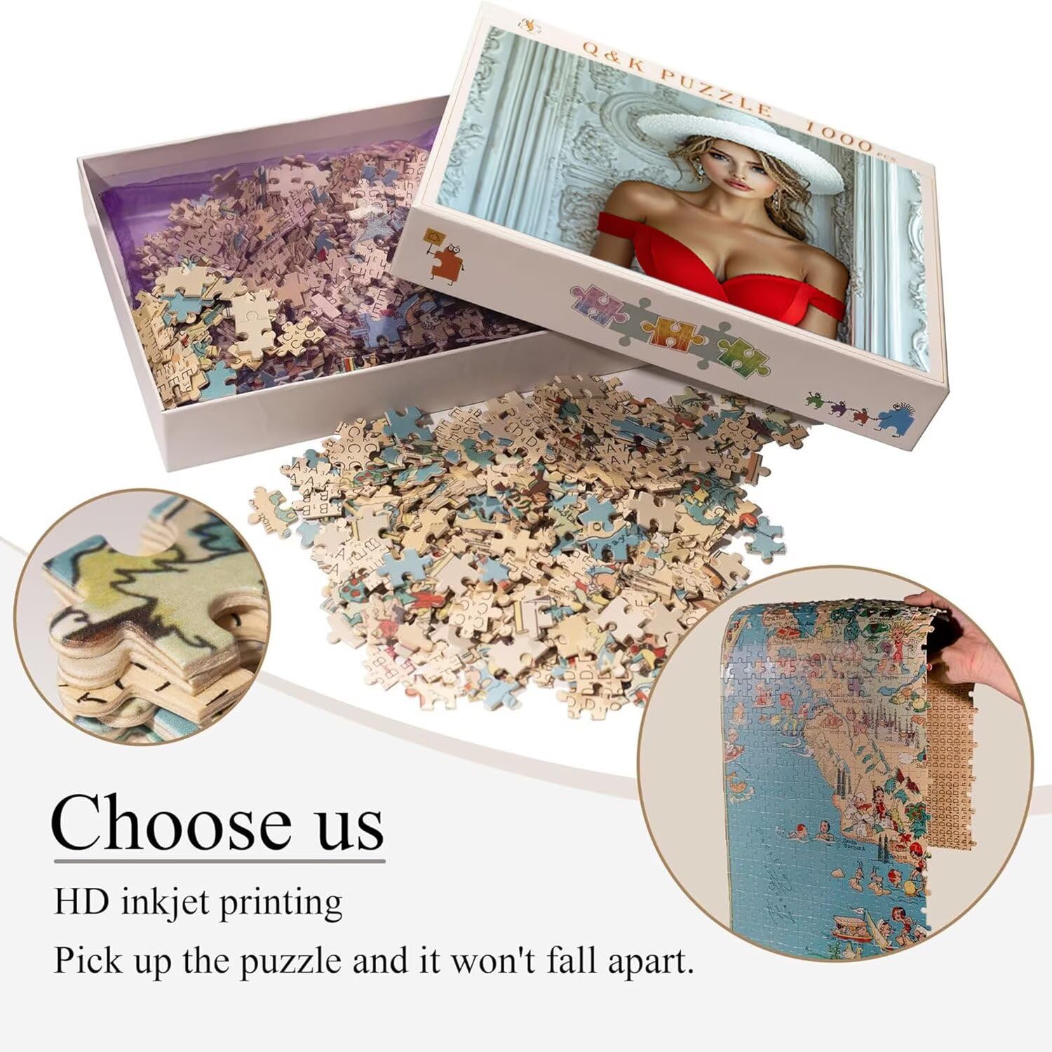 Puzzle in Legno per Adulti 1500 Pezzi | Bellissima donna| Giocattoli Educativi | Puzzle Adulti E Famiglie Decor | Dimensione Di 87x57cm | Regalo Adultis | Regali Natale (Formato: 34.8x22.8in) o-501