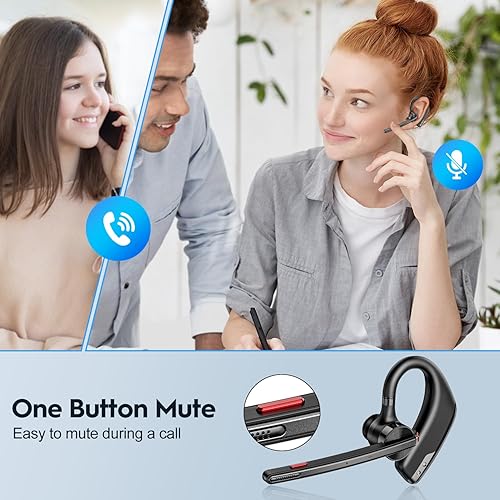 Miniatura 5 de New Bee Auriculares Bluetooth, auricular Bluetooth inalámbrico para teléfono celular con estuche de carga de 500 mAh, 80 horas de reproducción V5.2,