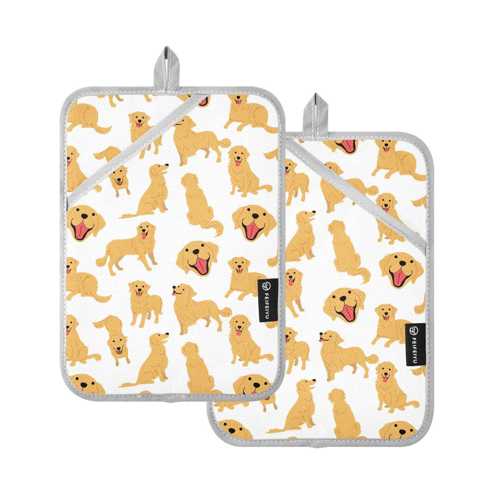 Soportes para ollas con estampado de Golden Retriever: calidez y protección en tu hogar