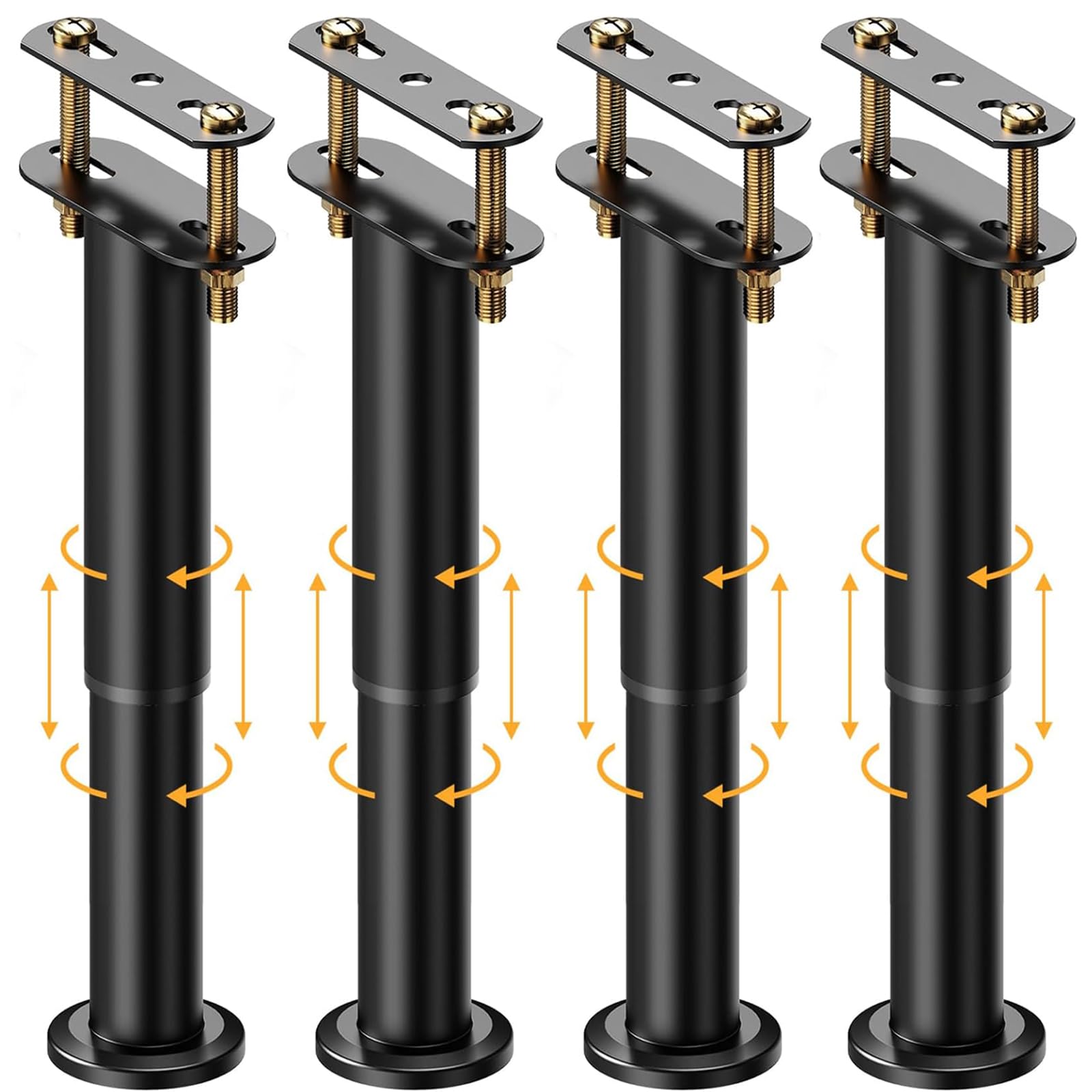 ORFCP 4Pcs Bed Legs Adjustable (18-32cm) Furniture Legs Sofa Table Legs, Metal Heavy Duty Furniture Support Feet Bed Center Frame Replacement Leg with Screws for Desk/Bed/Sofa/Table/Cabinets
