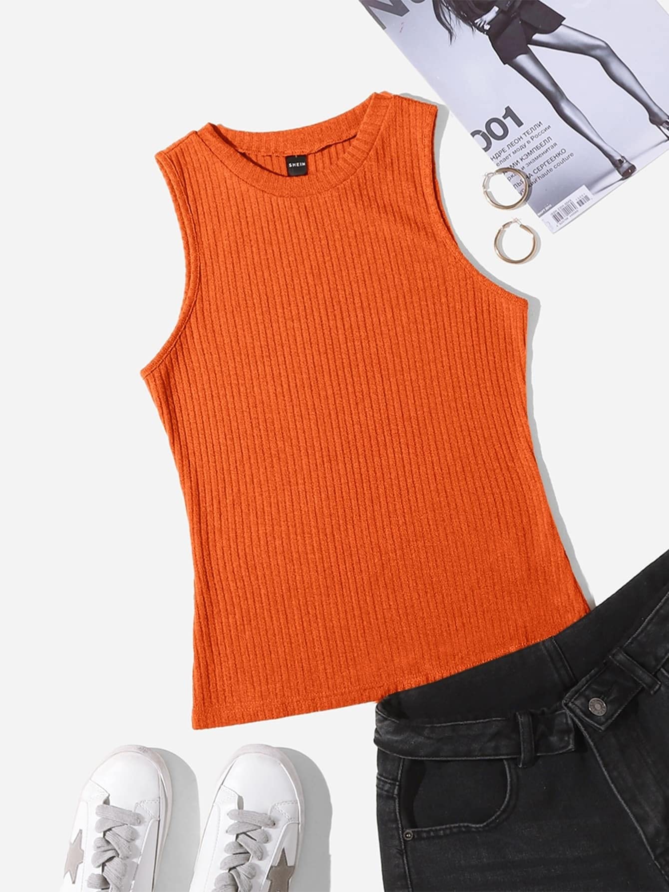 Amazon.com: TECHOMANIA Tank top for Women Rib-Knit Solid