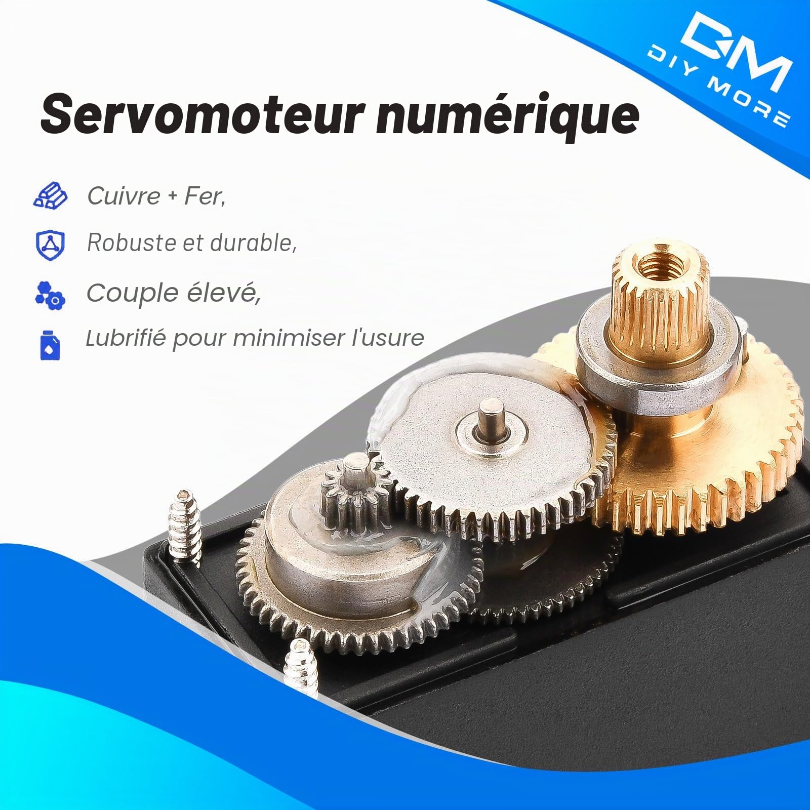 diymore Lot de 6 Servomoteurs Numériques 15KG Métal Couple Élevé