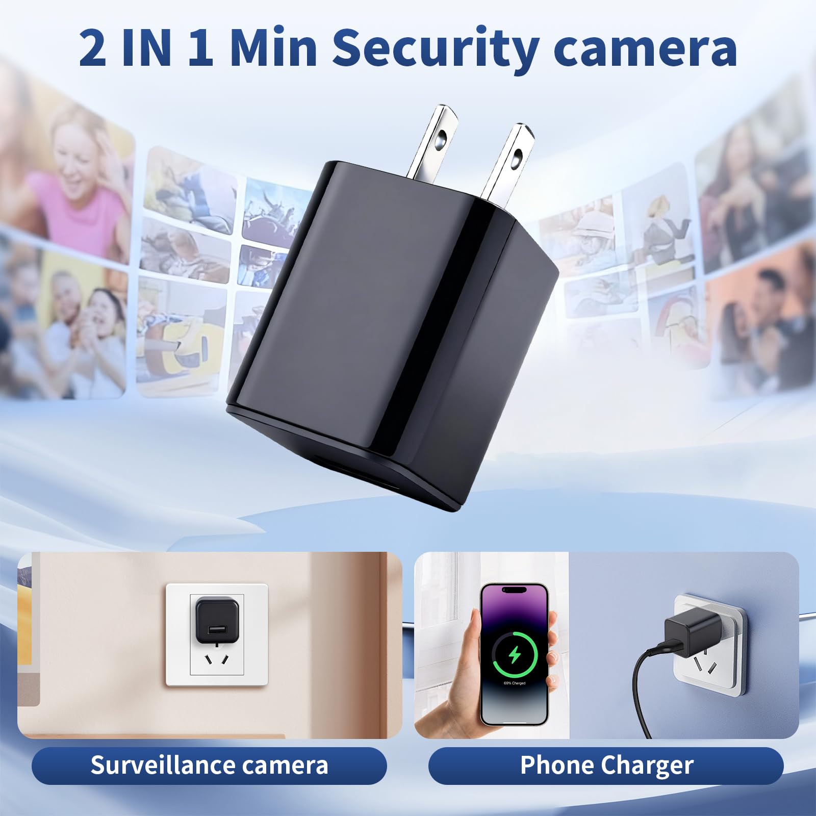 1080P WiFi Security Camera with Night Vision, Motion Detection, Indoor Monitoring System for Home Office Baby Pet, Black Mini Camera with Loop Recording - 4