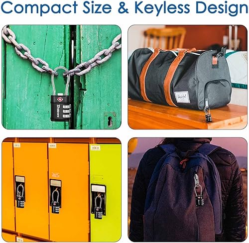 Miniatura 6 de Paquete de 2 cerraduras de equipaje aprobadas por la TSA, cerradura de cable de viaje combinada, candado impermeable de 3 dígitos, cerradura de
