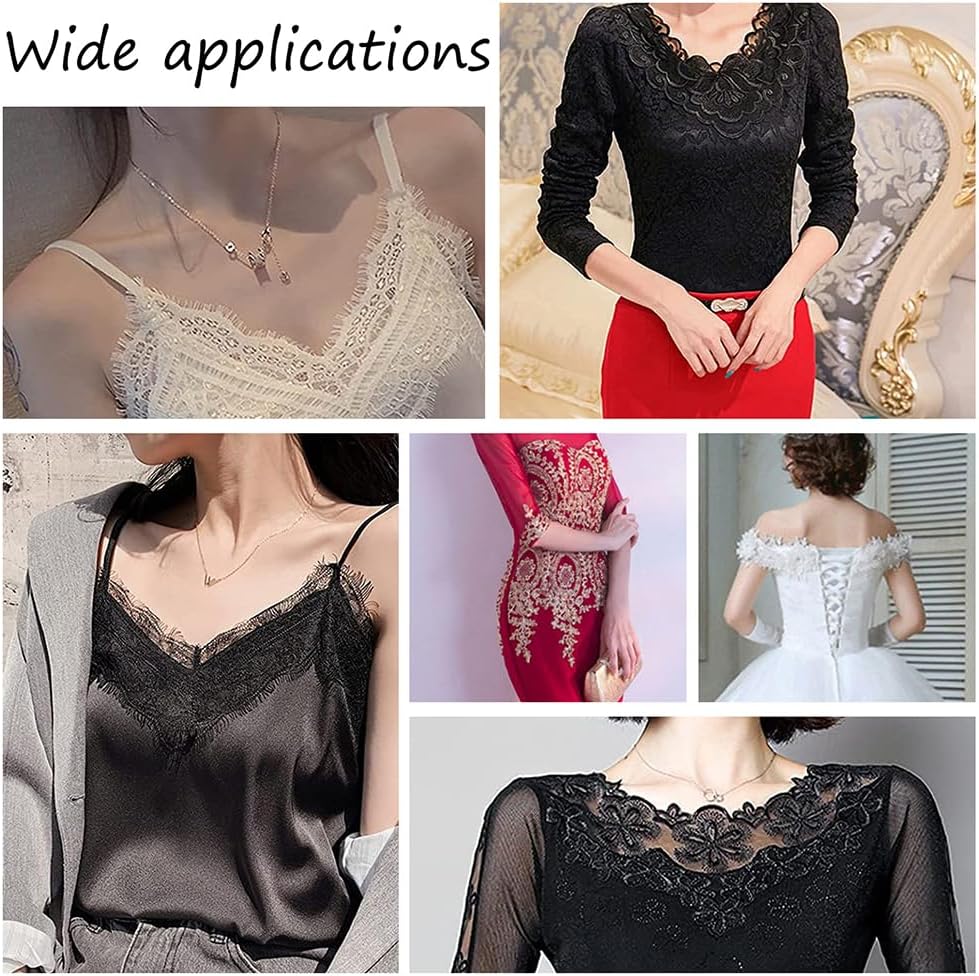 GORGECRAFT 4 Styles Neckline Applique Collar Patch Embroidered Floral Lace Fabric Trim Women's White Hollow Out False Collar Detachable Shawl Cape Clothes Patch for Sewing Accessory