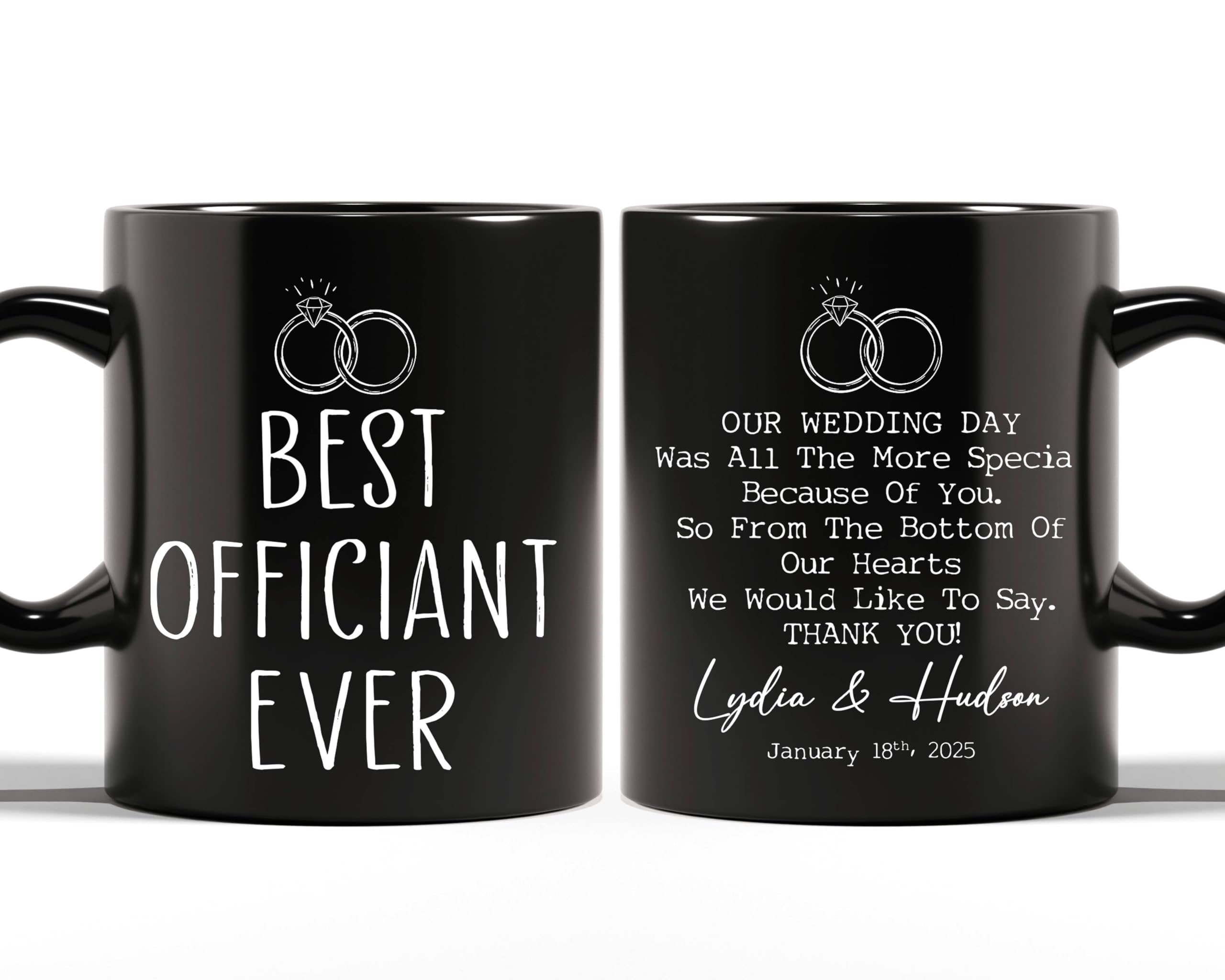 Personalized Best Officiant Ever Black Mug, Custom Mugs Gift For Wedding, Officiant Mug, Wedding Officiant Gifts For Couple, Coffee Mug Gifts From