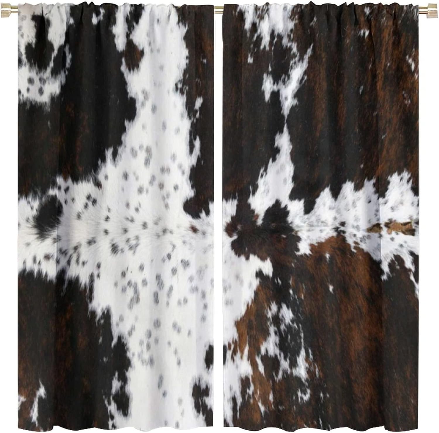 Cow Print Curtains Wild Animal Skin Art Decor Window Drapes Black White Cortinas para Habitacion Modern Home Living Room Decorations 42x45in