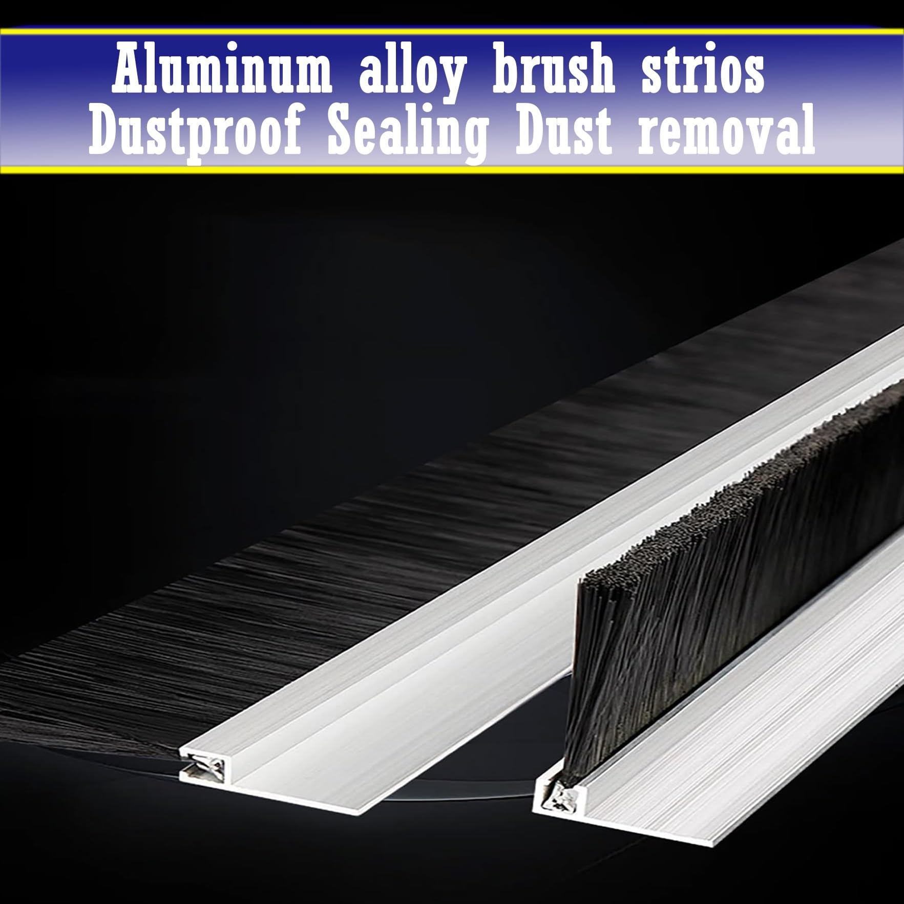 Szczotka uszczelniająca do drzwi, Listwa Ograniczająca Przeciąg Dolny Drzwi Ze Stopu Aluminium, Szczotka Nylonowa, 10–300 Mm, 1/2/5 Szt.(B-2 Pcs,Brush Height 90mm)