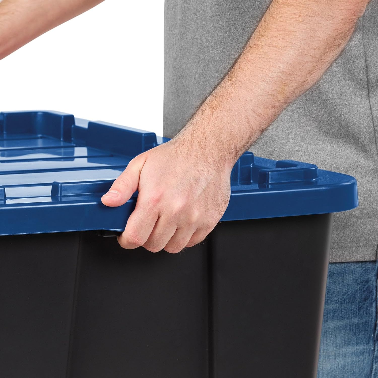 4 Pack 27 Gallon (108QT) Heavy Duty Plastic Storage Bins with Latching Lids, Stackable Storage Totes with Reinforced Handles, Large Containers for Garage, Home, Closet and Basement Organization