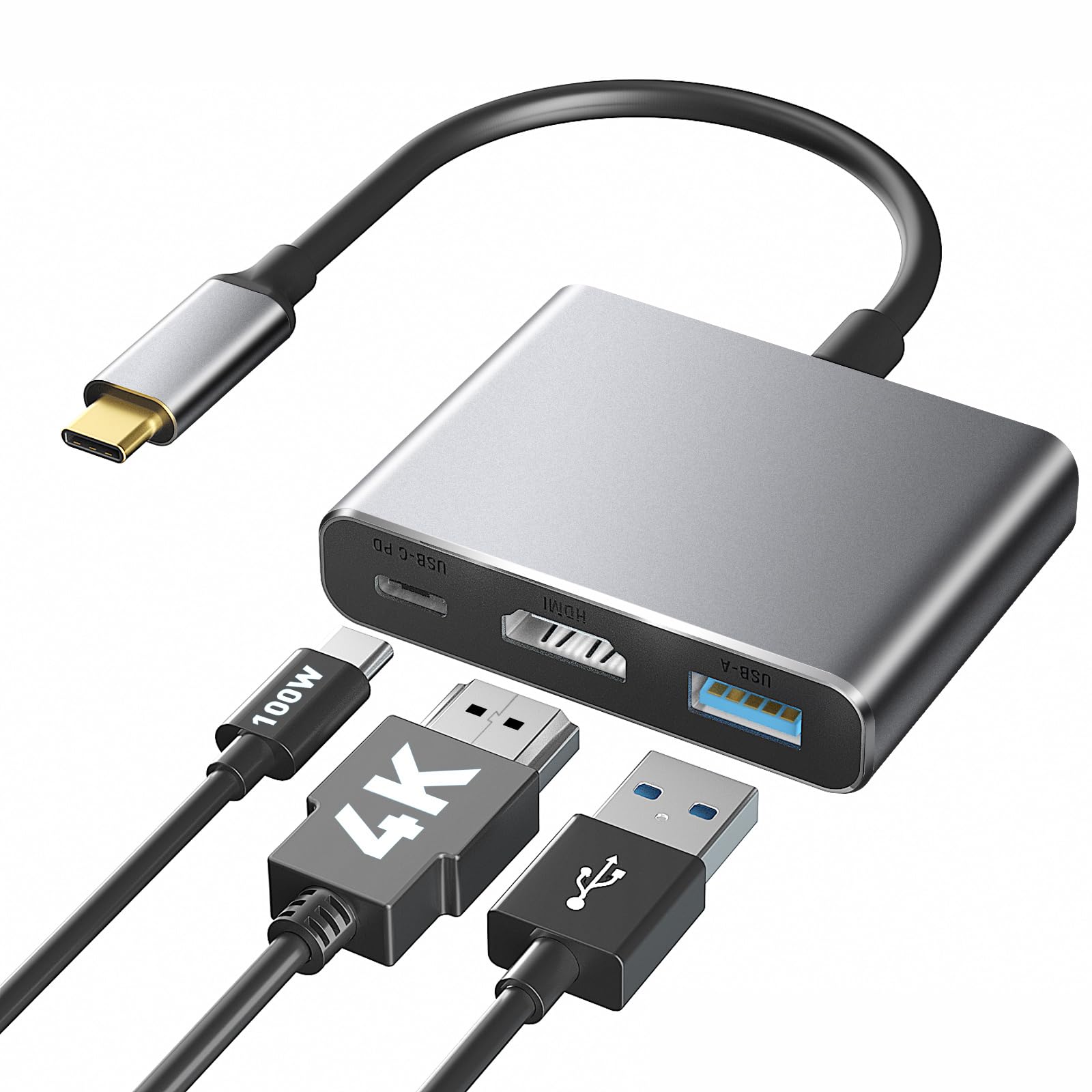 TECHTOBOX USB C to HDMI Multiport Adapter 3 in 1 USB C Hub Type C to HDMI Adapter