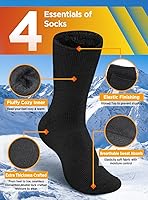 Vista 3 de Bymore 2Pairs Thermal Socks for Men,Heated Thick Crew Socks,Warm Winter Socks Insulated Cold Weather