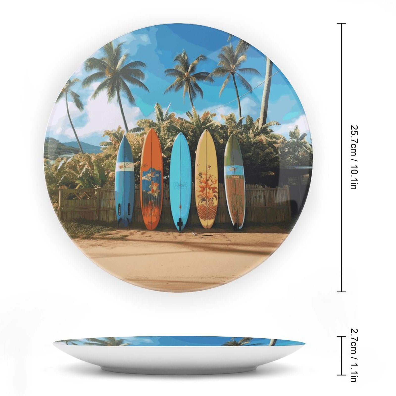 Amazon.com: Surf's Up Surfboard Ceramic Decorative Plate Bone