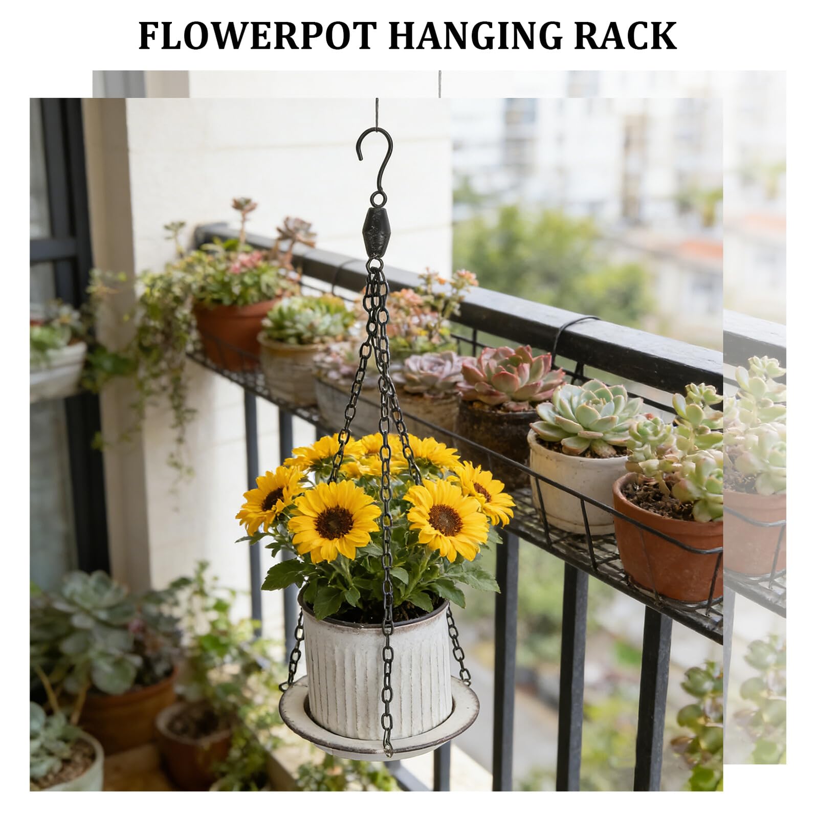 Anneome Fioriere da Appendere Rotonde in Ferro con Finitura Vintage, Vasi con Vassoio Rimovibile e Design Resistente All'acqua per Piante da Interno e Balcone